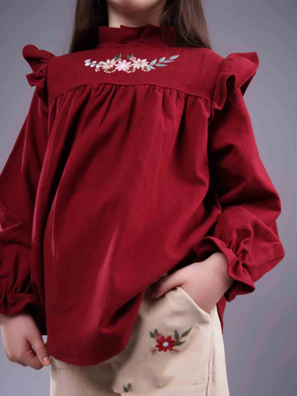 شومیز شلوار کتان گلدوزی