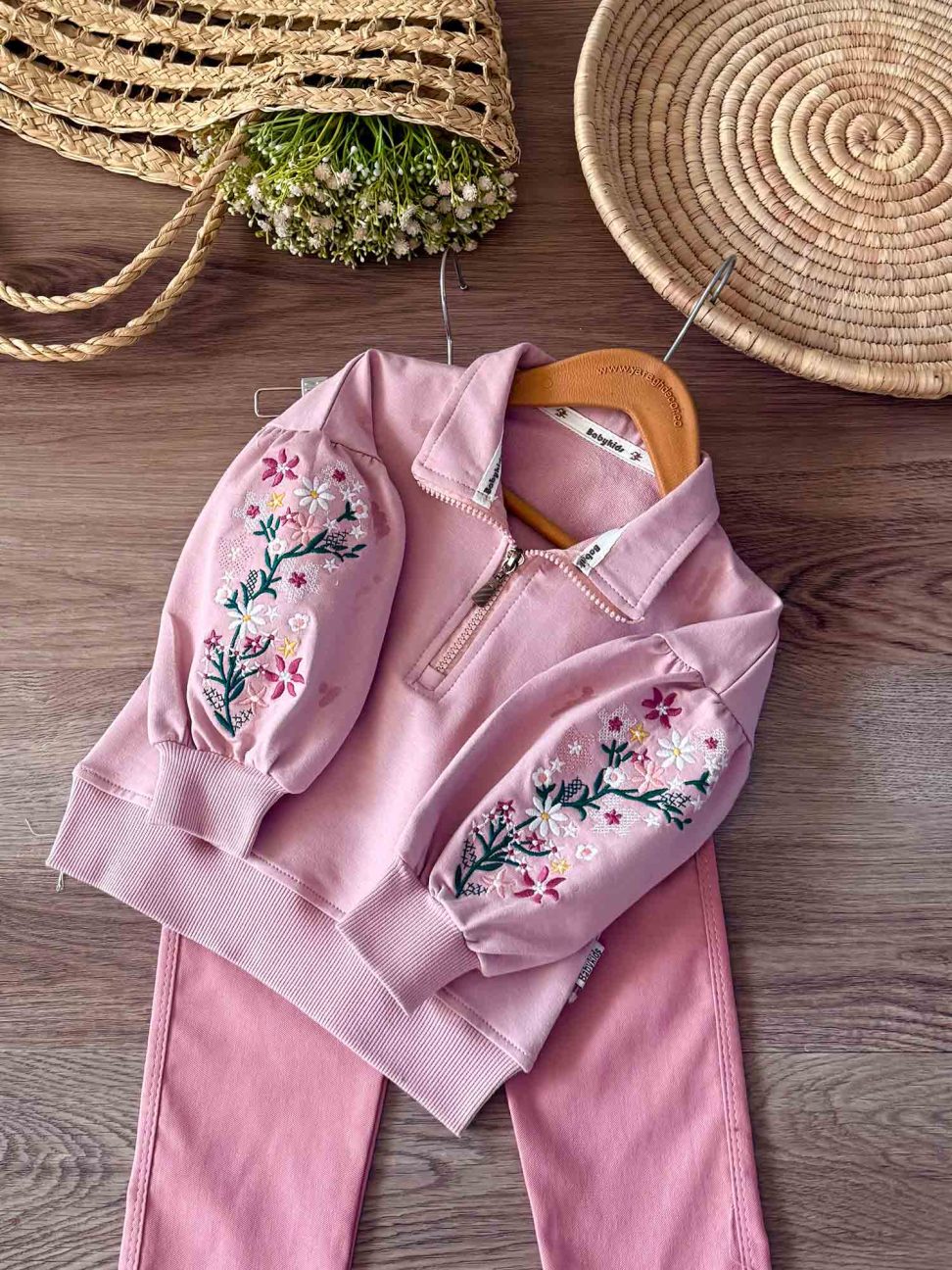 دورس نیم زیپ آستین گلدوزی